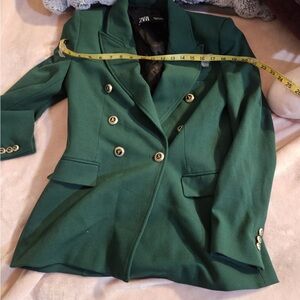 Zara Women's Green Double-Breasted Blazer